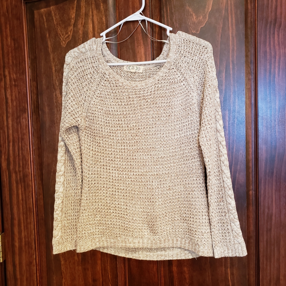 Pink Rose Women's Crew Neck Ribbed Sweater Cream Size S